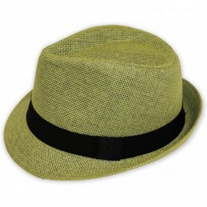 Fedoras Men/Women Straw Fedora Hat - Olive - C012EBOO6E3 $31.45