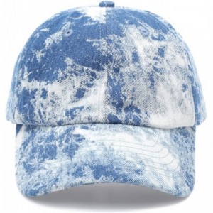 Baseball Caps Casual 100% Cotton Denim Baseball Cap Hat with Adjustable Strap. - Tie Dyed-dark Blue - C0196WGZLYL $23.32