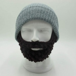 Skullies & Beanies Unisex Wacky Beard Hat Knit Funny Beanie Halloween Cap Wind Mask - Dgray - CY18L7KAG7T $11.42