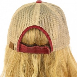 Baseball Caps Everyday Distressed Trucker Mesh Summer Vented Baseball Sun Cap Hat - Red - CL18RTXN206 $17.77