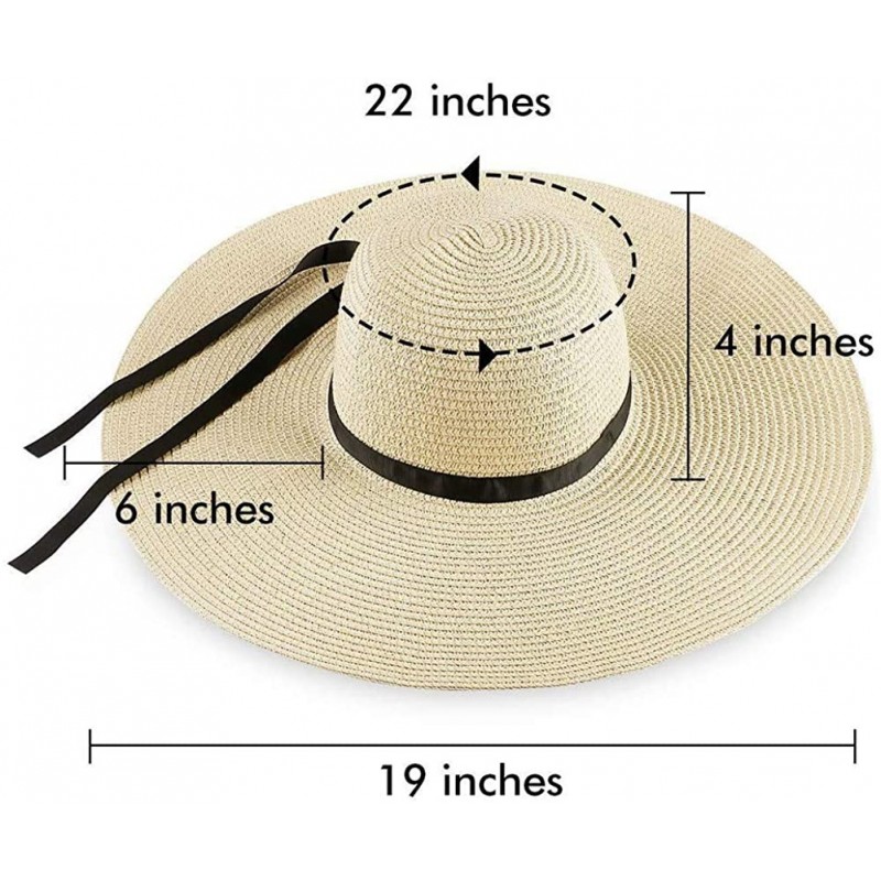 Women's Big Brim Sun Hat Floppy Foldable Bowknot Straw Hat UPF 50 ...