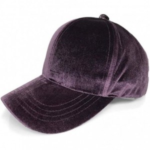 Baseball Caps Women's Soft Velvet Solid Color Baseball Cap Hat - Violet - CK18QXG0Q8S $31.40