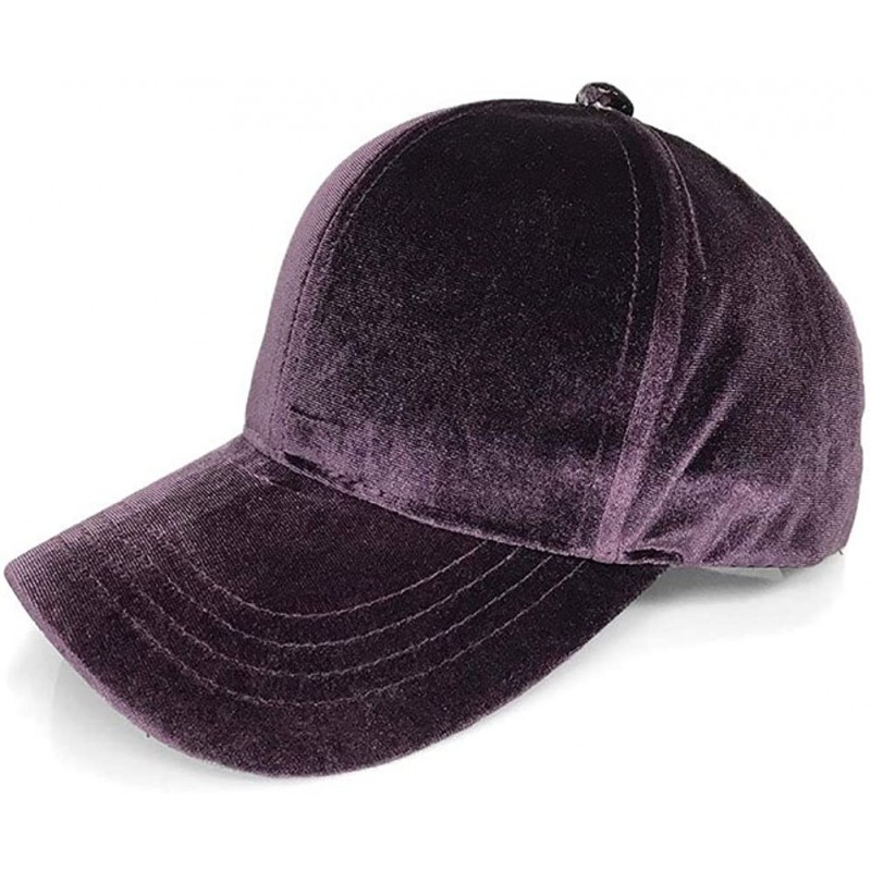 Baseball Caps Women's Soft Velvet Solid Color Baseball Cap Hat - Violet - CK18QXG0Q8S $15.35