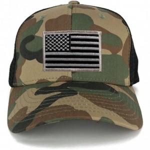 Baseball Caps US American Flag Embroidered Iron on Patch Adjustable Camo Trucker Cap - WWB - Black Grey Patch - C712N5IMOGZ $...