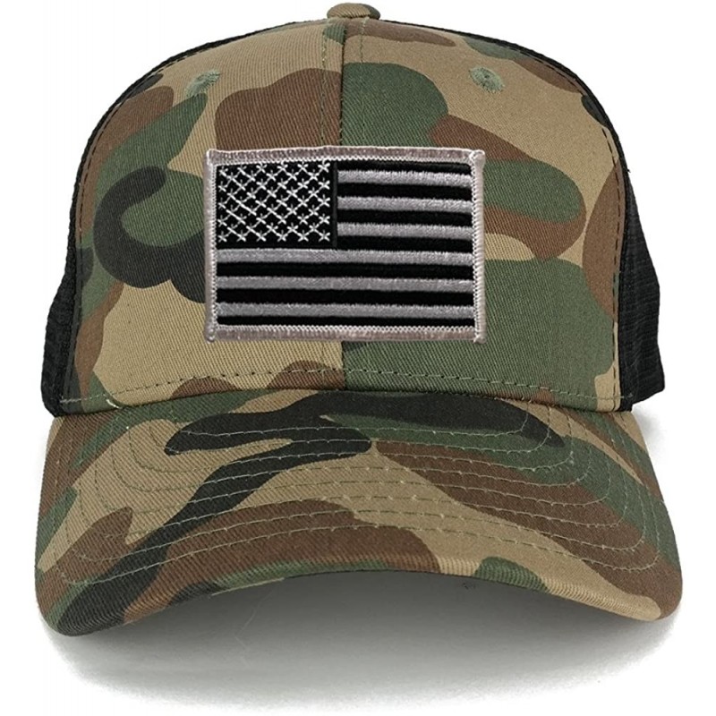 Baseball Caps US American Flag Embroidered Iron on Patch Adjustable Camo Trucker Cap - WWB - Black Grey Patch - C712N5IMOGZ $...