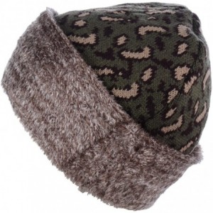 Skullies & Beanies Womens Winter Knit Plush Fleece Lined Beanie Ski Hat Sk Skullie Various Styles - Paisley Dk.green - CI18UA...