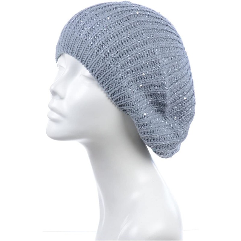Women's Fall French Style Cable Knit Beret Hat W/Sequin/Wooden Button ...
