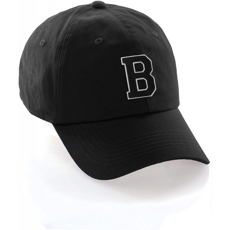 Baseball Caps Custom Hat A to Z Initial Letters Classic Baseball Cap- Black Hat White Black - Letter B - CK18NKU4T8Z $12.03