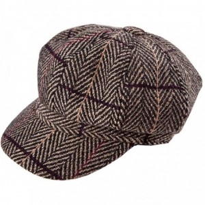 Newsboy Caps Womens Plaid-Twill-Newsboy Paperboy Cabbie Hat - Khaki - C618WNNKSAQ $17.75