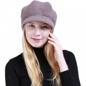 Berets Womens Knit Cap Solid Warm Crochet Winter Wool Knit Manual Caps Hat - Khaki - C618IQ8XIGS $22.34