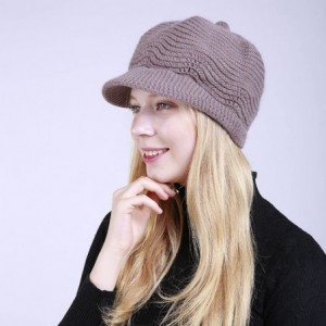 Berets Womens Knit Cap Solid Warm Crochet Winter Wool Knit Manual Caps Hat - Khaki - C618IQ8XIGS $8.38