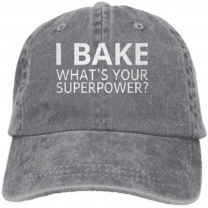 Cowboy Hats I Bake- What's Your Superpower Trend Printing Cowboy Hat Fashion Baseball Cap for Men and Women Black - Ash - C81...