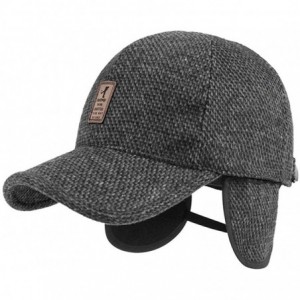 Baseball Caps Woolen Peaked Baseball Earmuffs - Black - CL18L28IE24 $24.26