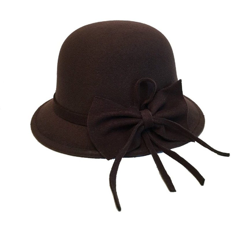 Bucket Hats Women's Vintage Style Wool Cloche Bucket Winter Hat - Coffee - CQ12N7ZBL2B $10.82