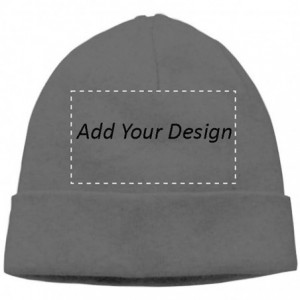 Skullies & Beanies Custom Hat Wool Cuffed Plain Beanie Warm Winter Knit Hats Skull Cap DIY Hat - Dark Grey-2 - CT18LXY3NUH $3...