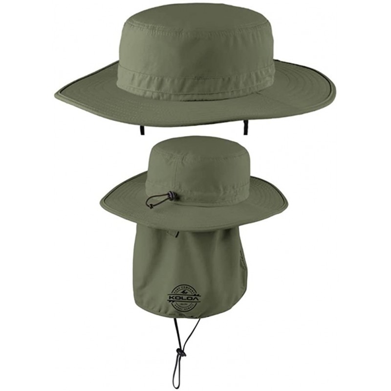 Sun Hats Wide-Brim Outdoor Hat with Sun Flap and UPF Protection - Olive Leaf - CB12CV45HU7 $16.45