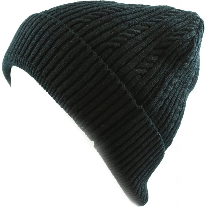 Skullies & Beanies 200h Unisex Light Weight Chunky Cable Knit Beanie Hat - Black - CV1289KXGWX $22.32