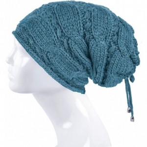 Skullies & Beanies Cable Knit Slouchy Chunky Oversized Soft Warm Winter Beanie Hat - Teal - C9186Y4SN5Y $12.34