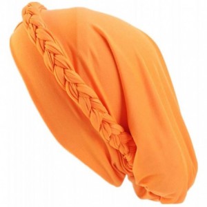 Skullies & Beanies Chemo Cancer Turbans Cap Twisted Braid Hair Cover Wrap Turban Headwear for Women - Single Braid a Orange -...