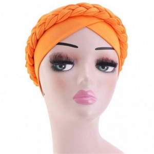 Skullies & Beanies Chemo Cancer Turbans Cap Twisted Braid Hair Cover Wrap Turban Headwear for Women - Single Braid a Orange -...