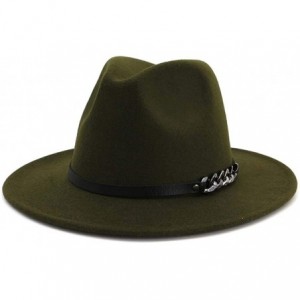 Fedoras Men & Women Belt Buckle Fedora Hat Wide Brim Floppy Panama Hat - A-armygreen - CC18T79M92M $25.38