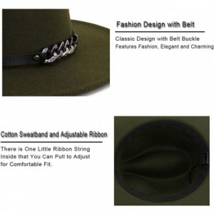 Fedoras Men & Women Belt Buckle Fedora Hat Wide Brim Floppy Panama Hat - A-armygreen - CC18T79M92M $12.69