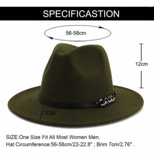 Fedoras Men & Women Belt Buckle Fedora Hat Wide Brim Floppy Panama Hat - A-armygreen - CC18T79M92M $12.69