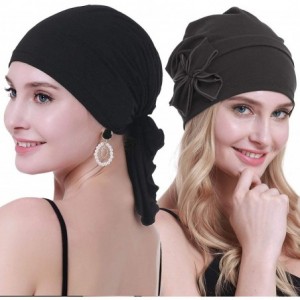 Skullies & Beanies Cotton Chemo Turbans Headwear Beanie Hat Cap for Women Cancer Patient Hairloss - Cotton Dark Grey + Bamboo...