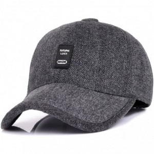 Baseball Caps Men's Winter Warm Wool Tweed Peaked Baseball Caps Hat with Fold Earmuffs Warmer - Gray - CH12O4PUVMS $58.63