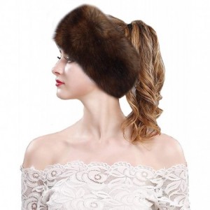 Cold Weather Headbands Women's Faux Fur Headband Elastic Head Warmer Luxurious Earmuff Snow Hat - Deep Brown - CG18OSS0LE8 $2...