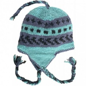 Skullies & Beanies Womens/Youth Wool Chullo Fleece Lined Ski Hat Toque Ear Flaps Knit Nepal Sherpa Peruvian Beanie - V-7 - CG...
