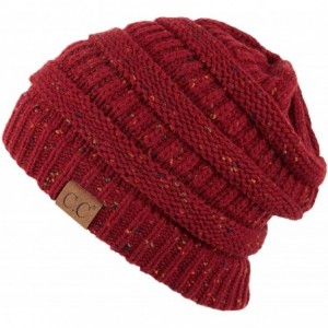 Skullies & Beanies Exclusives Unisex Ribbed Confetti Knit Beanie (HAT-33) - Burgundy - CG18S2352NT $28.43