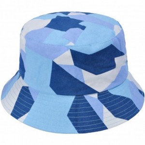 Bucket Hats Women Fashion Cotton Packable Travel Bucket Hat Sun Hat Fishmen Cap - Geometric Blue - CX198Y4QXMX $35.90