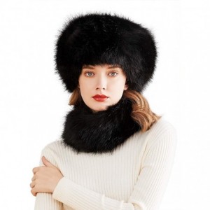 Skullies & Beanies Faux Fur Women Russian Cossack Style Hat-Scarf Set for Ladies - Black - CW18IWT5C57 $36.11