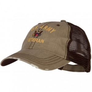 Baseball Caps US Army Veteran Military Embroidered Low Cotton Mesh Cap - Khaki Brown - CW18L8TWHKM $26.61