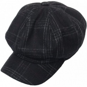 Newsboy Caps Women Tweed-Plaid Newsboy-Hats Cabbie - Classic-Cabbie Paperboy Painter Newsboy Cap - Black - C818L37MD8X $21.31