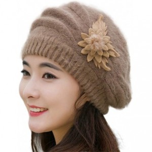 Berets Women Winter Warm Cap Knit Hat Beret Wool Snow Ski Caps Visor - Purple - C818M4XX2EU $20.45