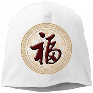 Skullies & Beanies Fashion Solid Color Chinese Good Fortune Style Watch Cap for Unisex White One Size - White - CR18ENURAQN $...