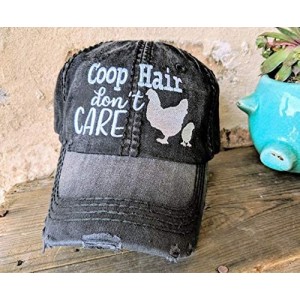 Baseball Caps Women's- Customized- Chicken Baseball Cap- Coop Hair Don't Care - Black/Customized - C018GLROEOW $31.72