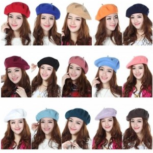 Berets Women Ladies Solid Painters Color Classic French Fashion Wool Bowler Beret Hat - Gold - CP12NZ5BHLN $9.64