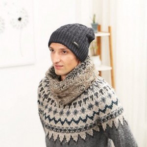 Skullies & Beanies Mens Winter Hat Warm Comfortable Soft Knit Beanie Hats Lined with Fleece - Gray - CZ184YKO9LD $8.72