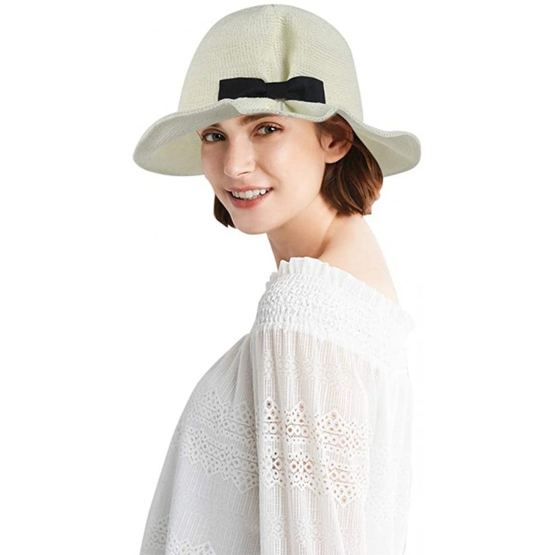 Sun Hats Women's Sun Hat- Floppy Adjustable Drawstring UV Beach Sun Straw Hat - Green Beige - CB18WL3L0KW $29.81