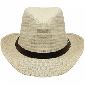 Cowboy Hats Silver Fever Woven Urban Panama Cowboy Hat with Ribbon - Beige - CI12BWNNAOR $23.95