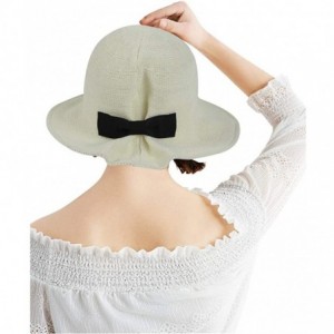 Sun Hats Women's Sun Hat- Floppy Adjustable Drawstring UV Beach Sun Straw Hat - Green Beige - CB18WL3L0KW $26.05