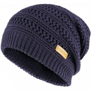 Skullies & Beanies Mens Winter Knit Warm Hat Stretch Plain Beanie Cuff Toboggan Cap - Navy - C1187UY0703 $21.59