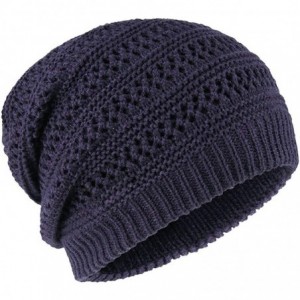 Skullies & Beanies Mens Winter Knit Warm Hat Stretch Plain Beanie Cuff Toboggan Cap - Navy - C1187UY0703 $10.40