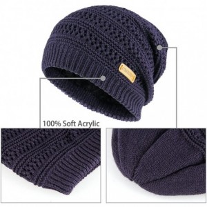 Skullies & Beanies Mens Winter Knit Warm Hat Stretch Plain Beanie Cuff Toboggan Cap - Navy - C1187UY0703 $10.40
