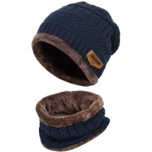 Skullies & Beanies Womens Mens Winter Hat Warm Thick Beanie Cap Scarf for Winter Knit Ski Beanies - Blue - CZ18YEM44RR $23.69