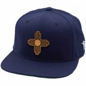 Baseball Caps NewMexico 'The Zia' Leather Patch Snapback Hat - Navy - C518IGQWUEA $53.97