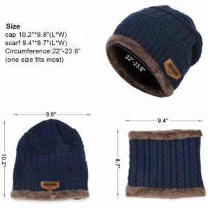 Skullies & Beanies Womens Mens Winter Hat Warm Thick Beanie Cap Scarf for Winter Knit Ski Beanies - Blue - CZ18YEM44RR $25.29